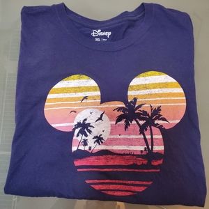 Disney Family Fun Blue Mickey Mouse Palm Trees Men's XXL